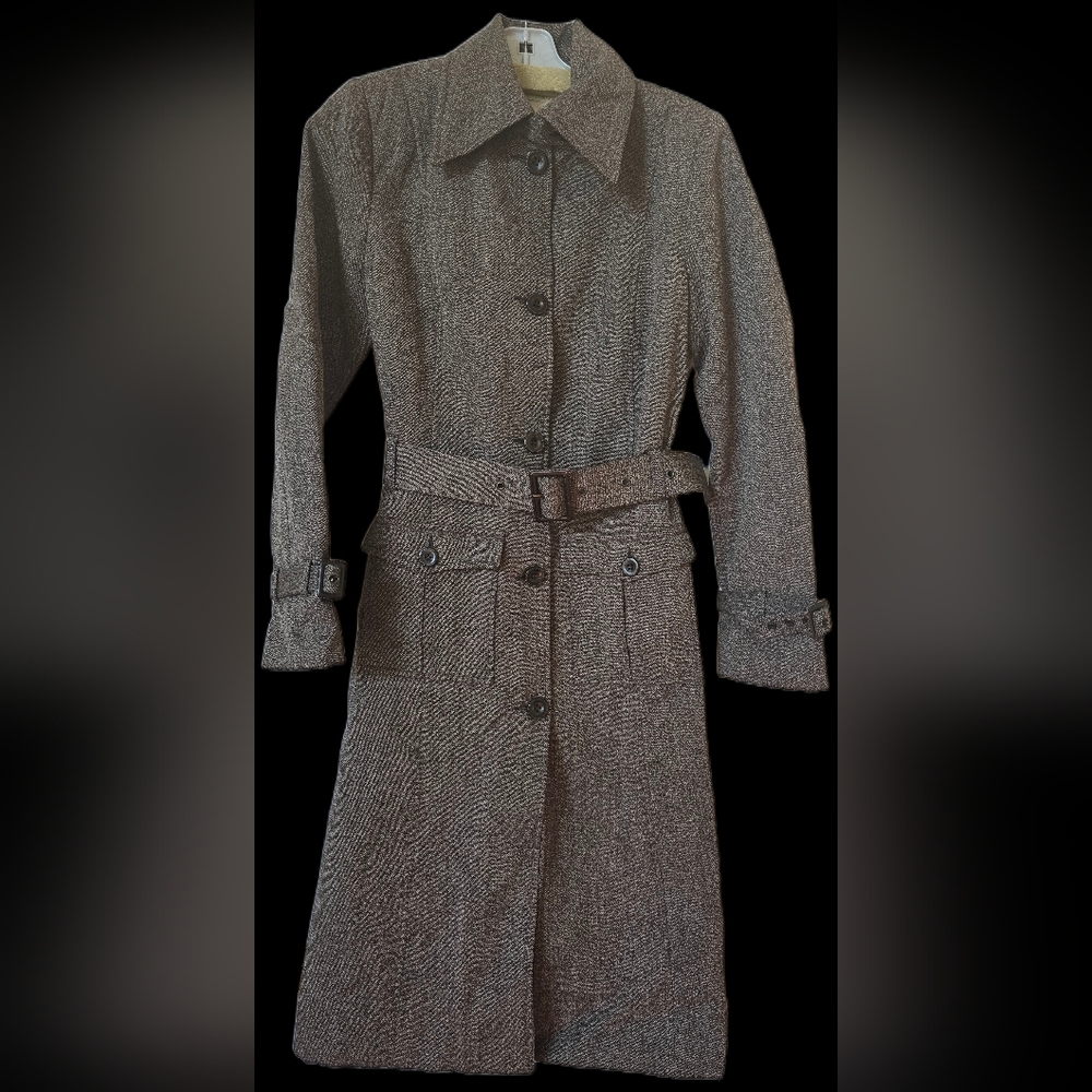 H&M Women's Herringbone Belted Wool Coat - Size 6